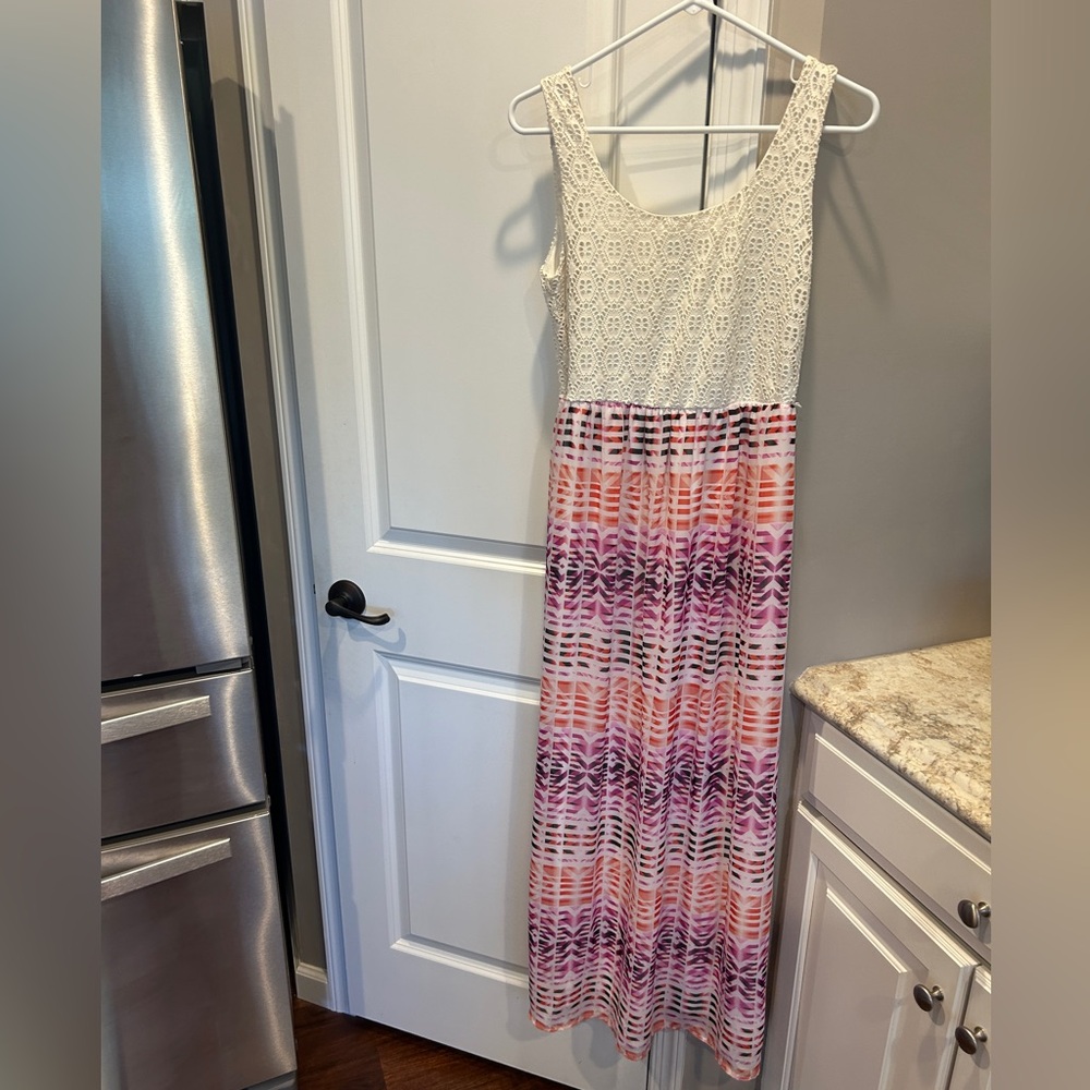Women’s Lily Rose Crochet Top Long Dress Medium
